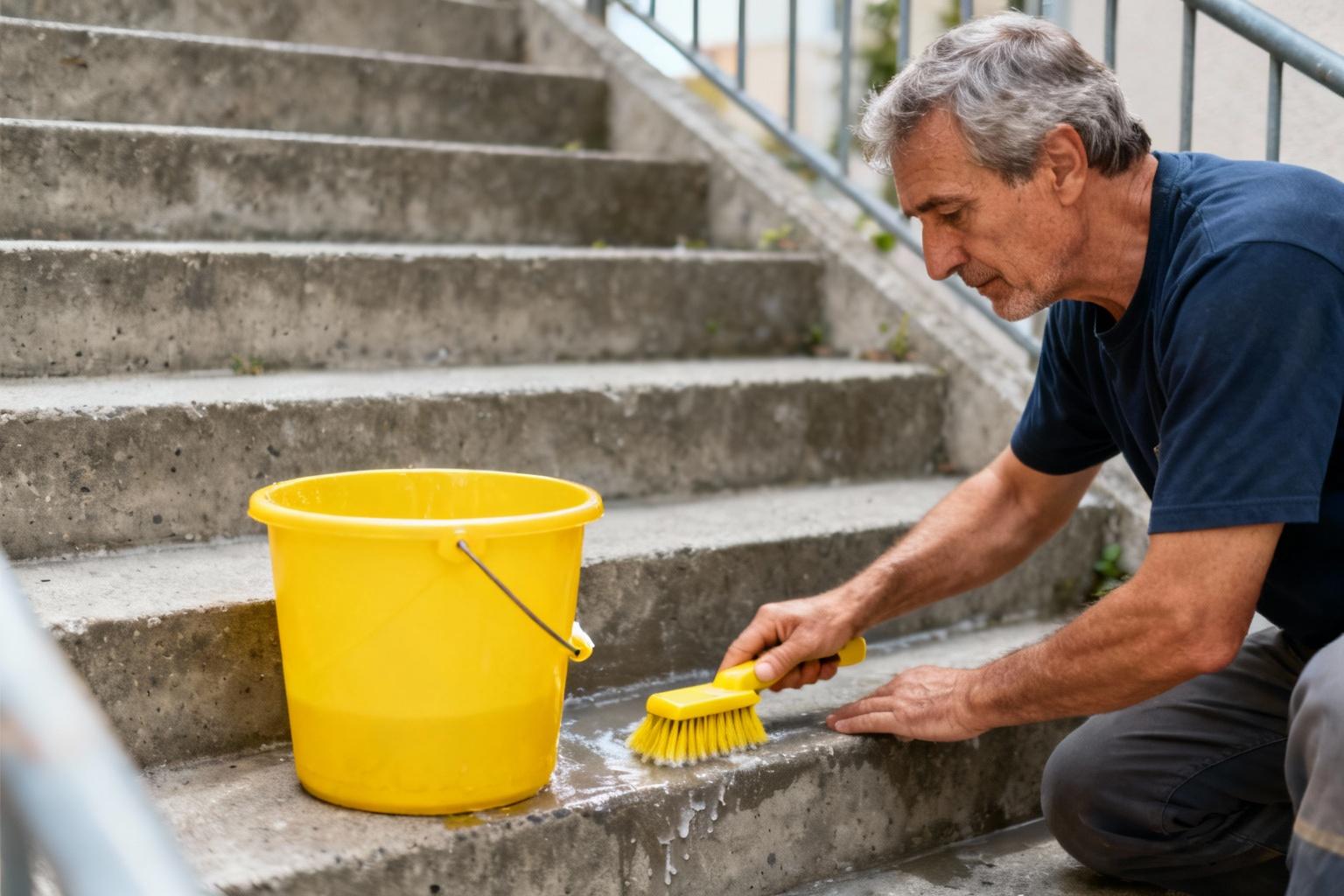 Comment nettoyer efficacement votre escalier en béton sans l’abîmer